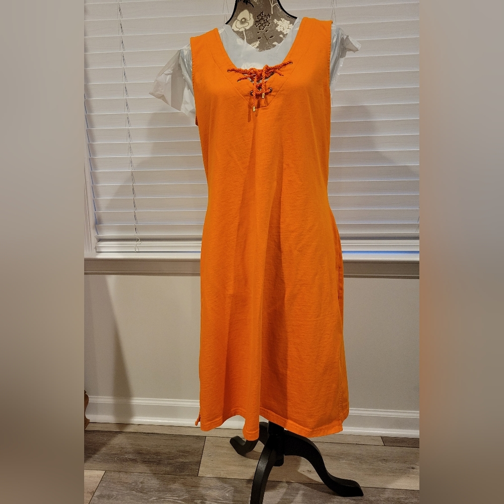 Ralph Lauren Orange Sleeveless 100% Cotton Dress